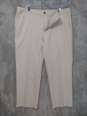 Adidas Pants Mens 38x30 Beige Climalite Golf Performance Flat Front Stretch
